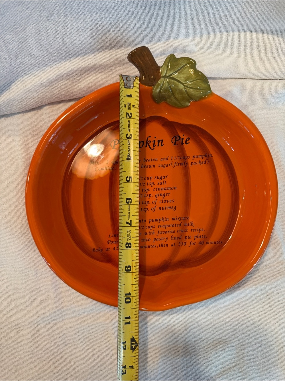 Orange Pumpkin Pie Decorative Serving Plate - Picture 4 of 7